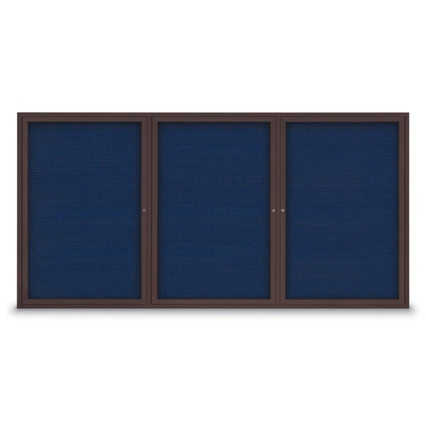 18"x24" 1-Door Enclosed Outdoor Letterboard, Blue Felt/Bronze Alum